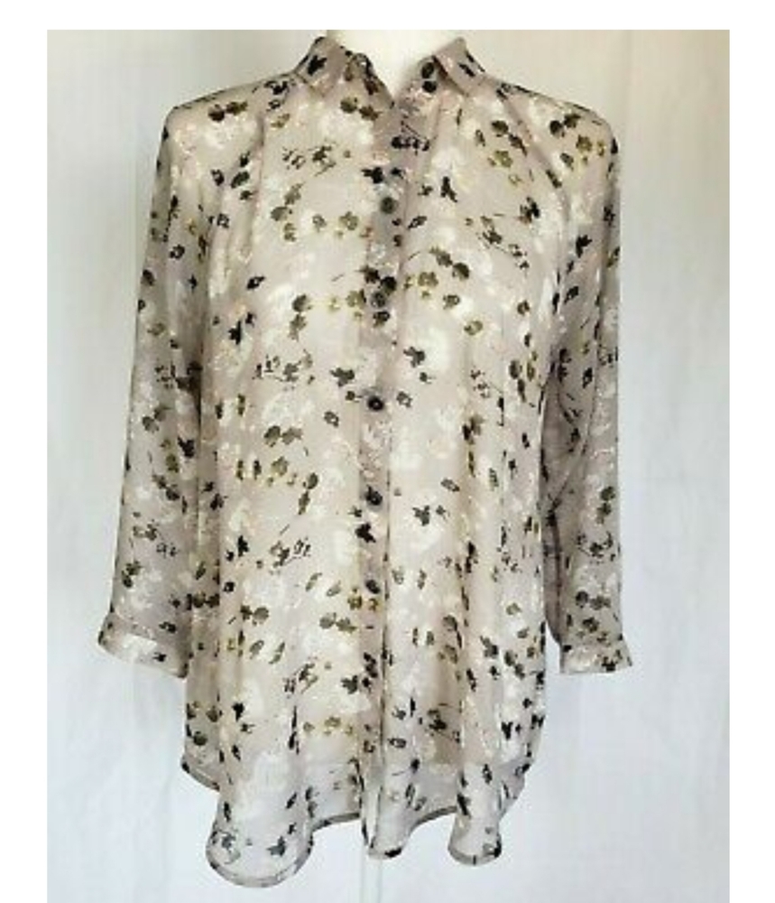 Cabi #5204 Matinee Top Gray Sheer Floral XS - Picture 5 of 6